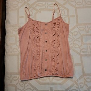 Weavery Top- mauve color, pull over with faux buttons